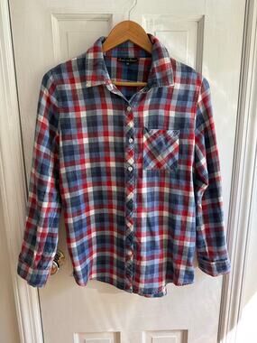Alison Andrews Red White and Blue Plaid Shirt Size Medium EUC